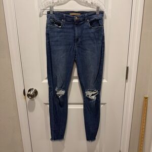 Joe's Jeans Women Skinny Jeans Distressed Knee Raw Hem Blue Size 27
